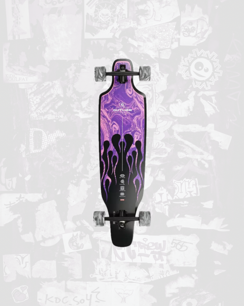 Skateboard Globe Outlier Purple Flames
